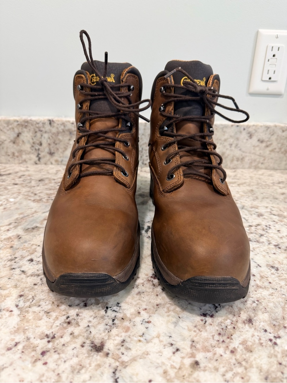 Chippewa Steel Toe Brown Work Boots - Lace-Up Comfort